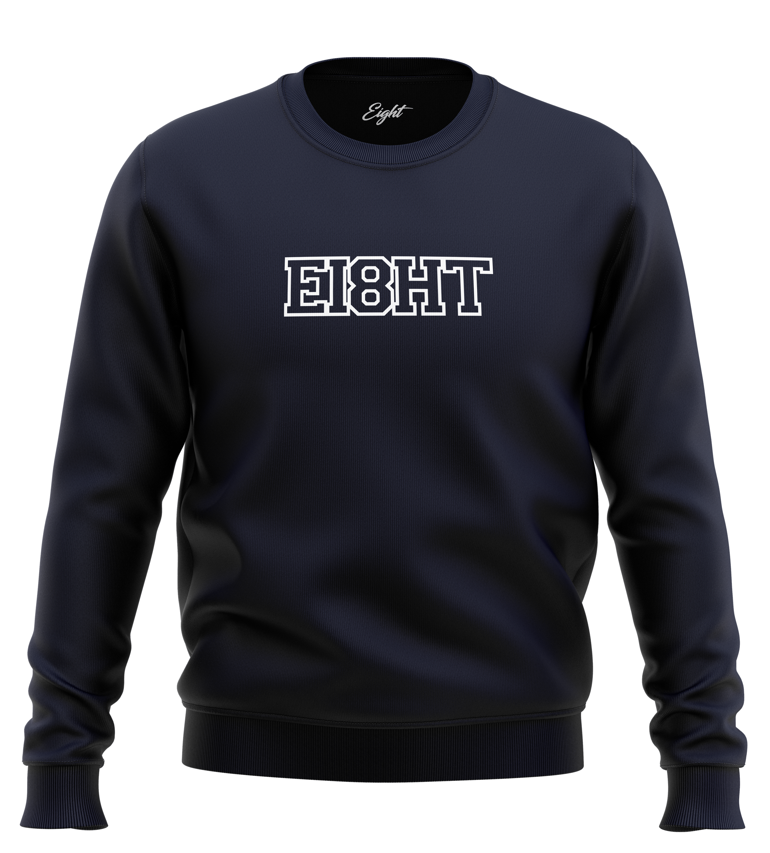 SWEAT-SHIRT COL ROND | "EIGHT SCHOOL" - Marine/Blanc