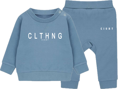 ENSEMBLE SWEAT COL ROND ENFANT | "CLTHNG" - Bleu/Blanc
