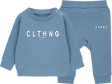ENSEMBLE SWEAT COL ROND ENFANT | "CLTHNG" - Bleu/Blanc