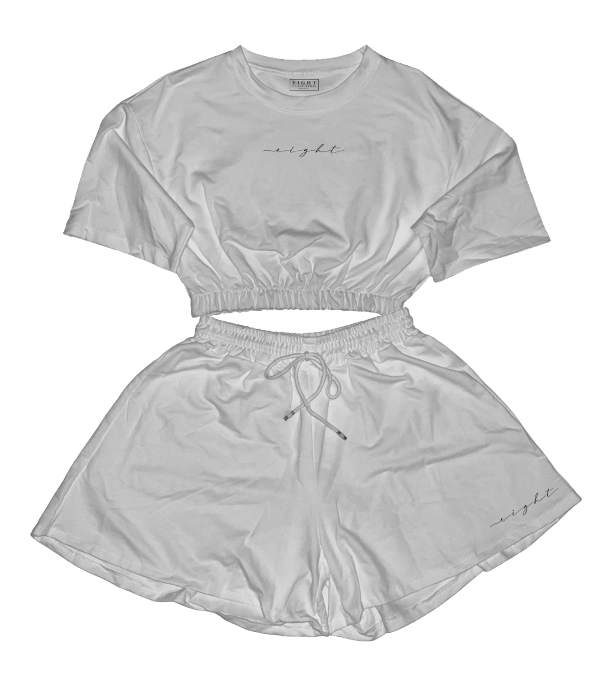 ENSEMBLE SHORT T-SHIRT FEMME | "CALI" - Blanc/Noir