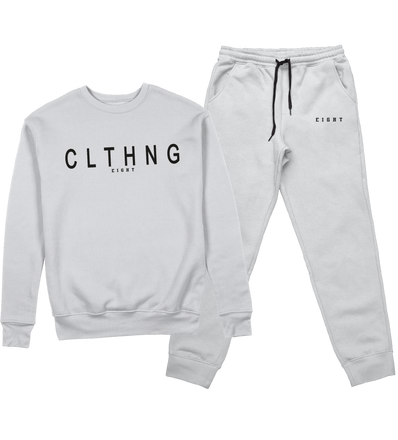 ENSEMBLE SWEAT COL ROND | "CLTHNG" - Blanc/Noir
