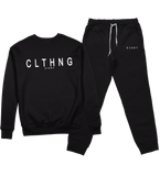 ENSEMBLE SWEAT COL ROND | "CLTHNG" - Noir/Blanc