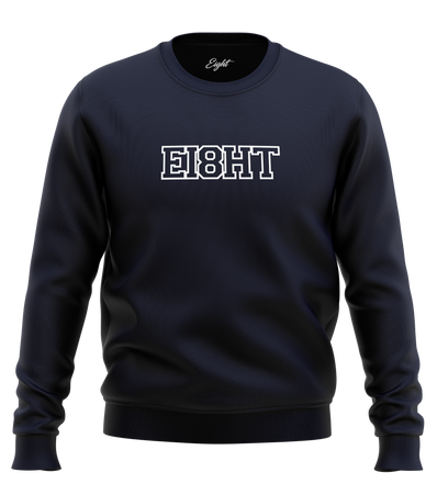 SWEAT-SHIRT COL ROND | "EIGHT SCHOOL" - Marine/Blanc