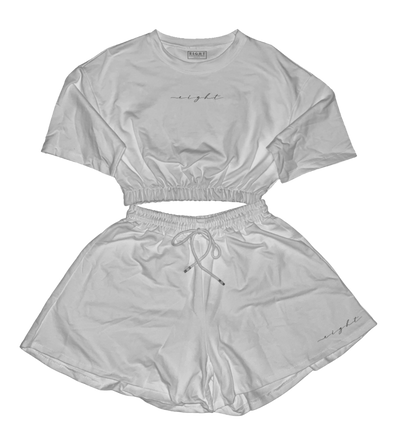 ENSEMBLE SHORT T-SHIRT FEMME | "CALI" - Blanc/Noir