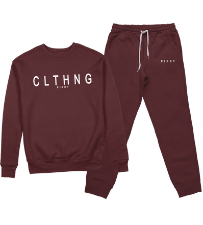 ENSEMBLE SWEAT COL ROND | "CLTHNG" - Bordeaux/Blanc