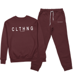 ENSEMBLE SWEAT COL ROND | "CLTHNG" - Bordeaux/Blanc