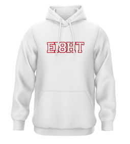 SWEAT-CAPUCHE | "EIGHT SCHOOL" - Blanc/Rouge